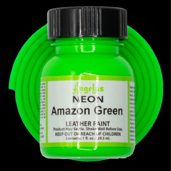 Angelus Neon Amazon Green Lederfarbe mit grünem BioThane Band
