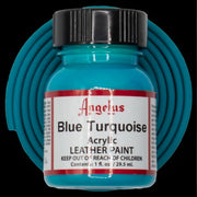 Angelus Blue Turquoise Lederfarbe mit türkisem BioThane Band