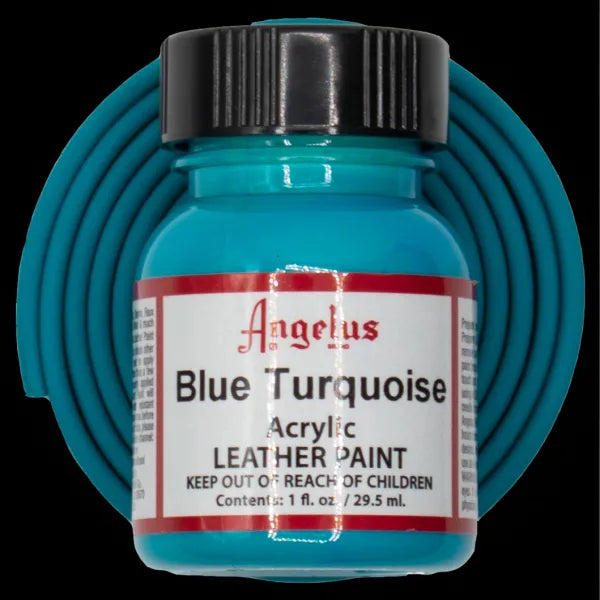 Angelus Blue Turquoise Lederfarbe mit türkisem BioThane Band