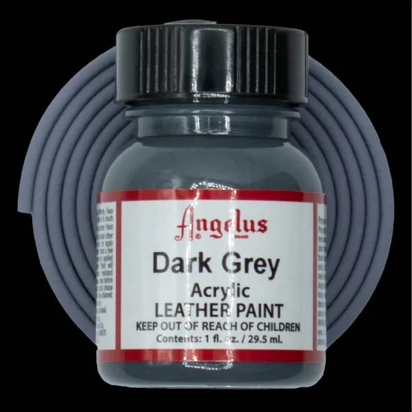 Angelus Dark Grey Lederfarbe mit grauem BioThane Band