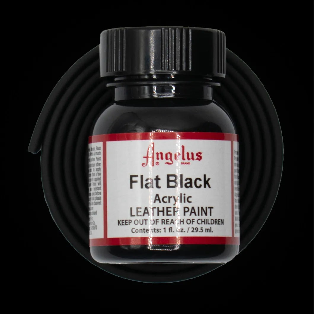 Angelus Flat Black Lederfarbe mit schwarzem BioThane Band
