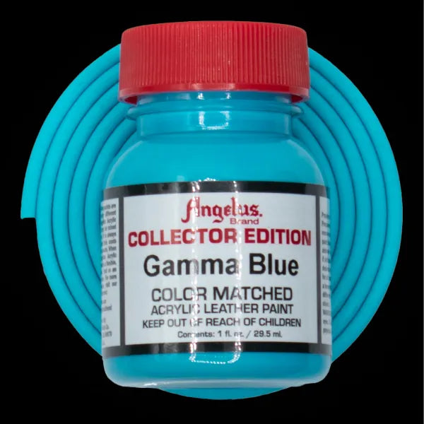 Angelus Gamma Blue Lederfarbe mit türkisfarbenem BioThane Band