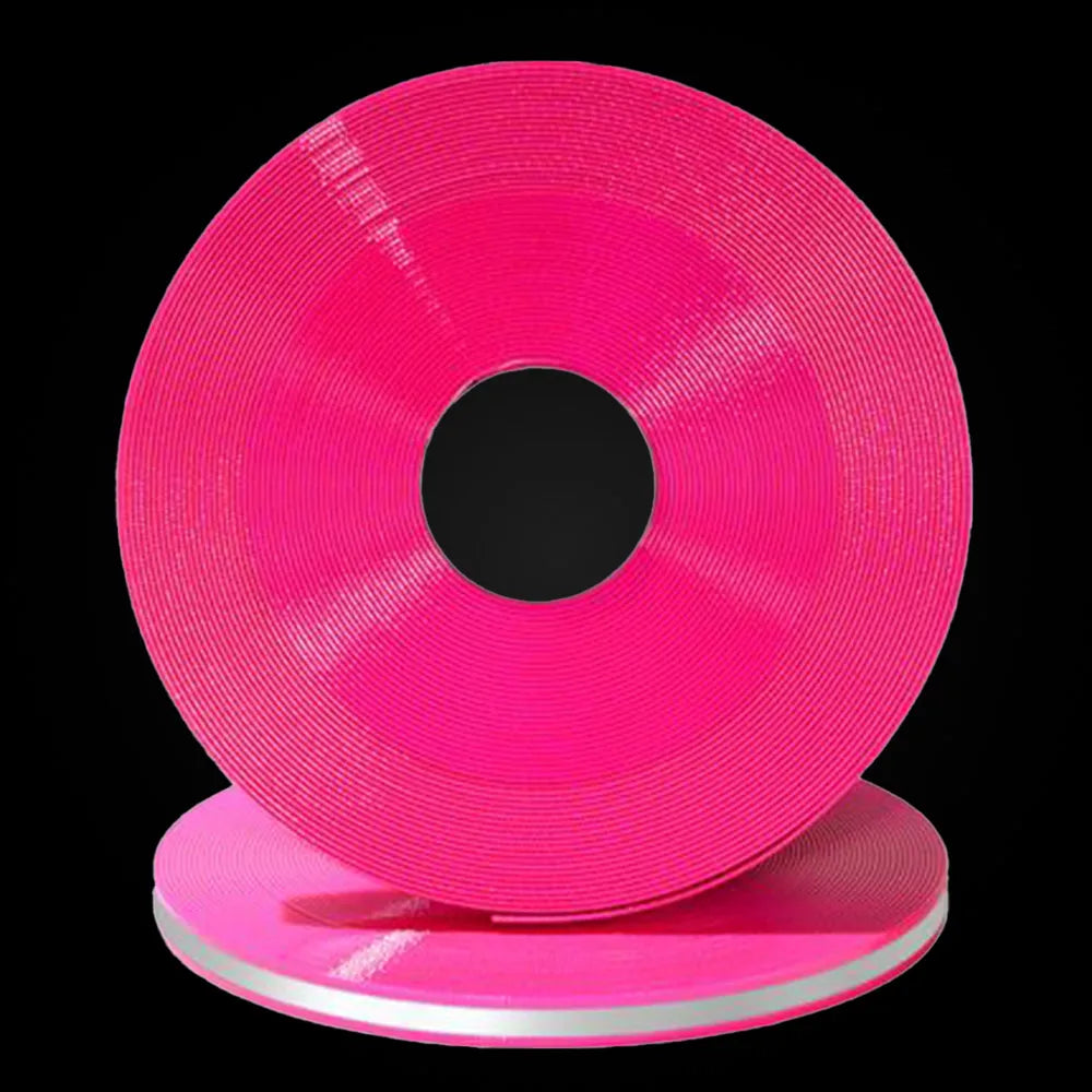 Pinkes BioThane Reflexband auf Rolle mit reflektierendem Mittelstreifen (PK311, hohe Sichtbarkeit, robuste Oberfläche)