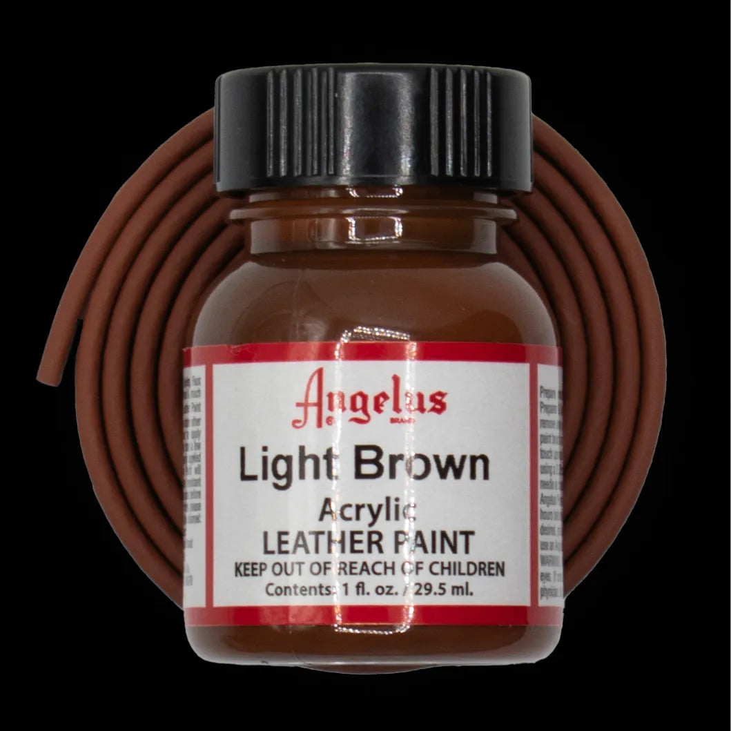 Angelus Light Brown Acryl Lederfarbe mit braunem BioThane Band