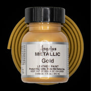 Angelus Metallic Gold Acryl Lederfarbe mit goldenem BioThane Band
