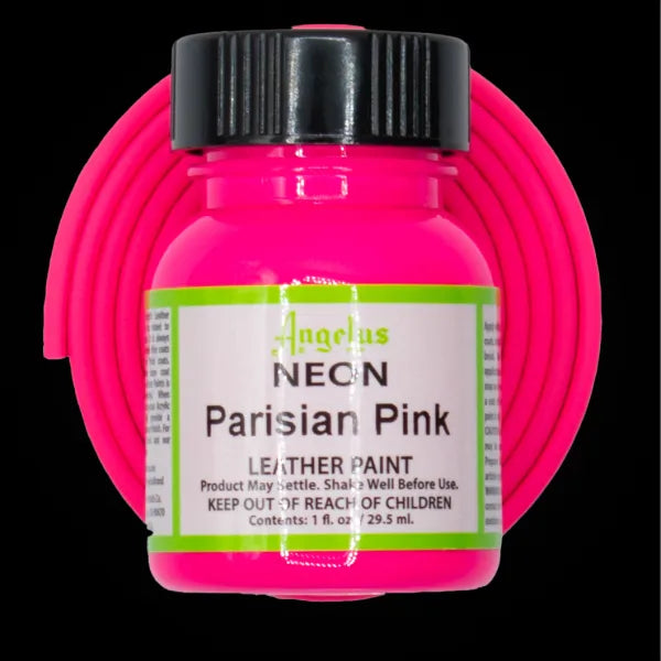 Angelus Neon Parisian Pink Acryl Lederfarbe mit pinkem BioThane Band