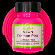 Angelus Neon Tahitian Pink Acryl Lederfarbe mit pinkem BioThane Band
