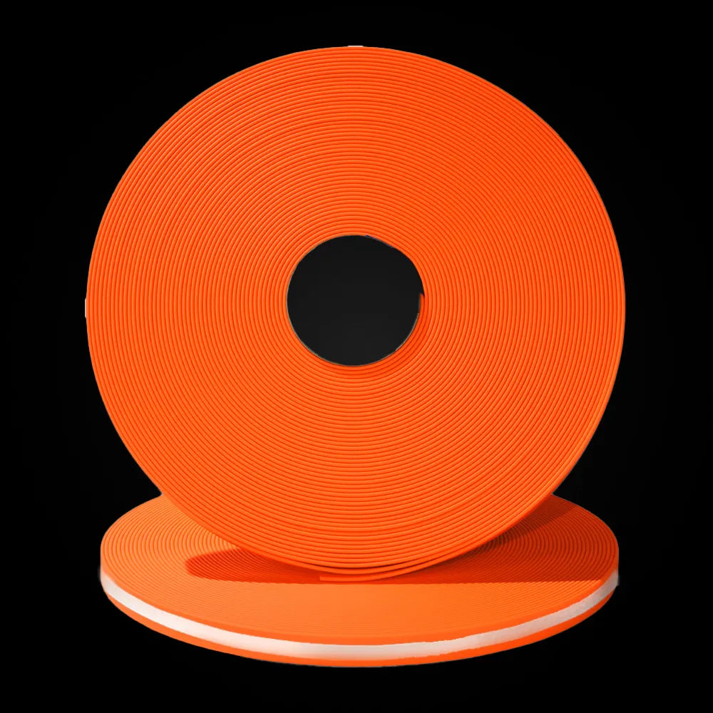 Orangenes BioThane Reflexband auf Rolle mit reflektierendem Mittelstreifen (OR522, hohe Sichtbarkeit, robuste Oberfläche)