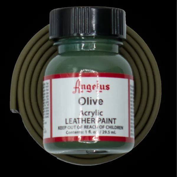 Angelus Olive Acryl Lederfarbe mit olivfarbenem BioThane Band