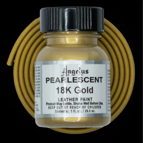 Angelus Pearlescent 18K Gold Lederfarbe mit goldfarbenem BioThane Band