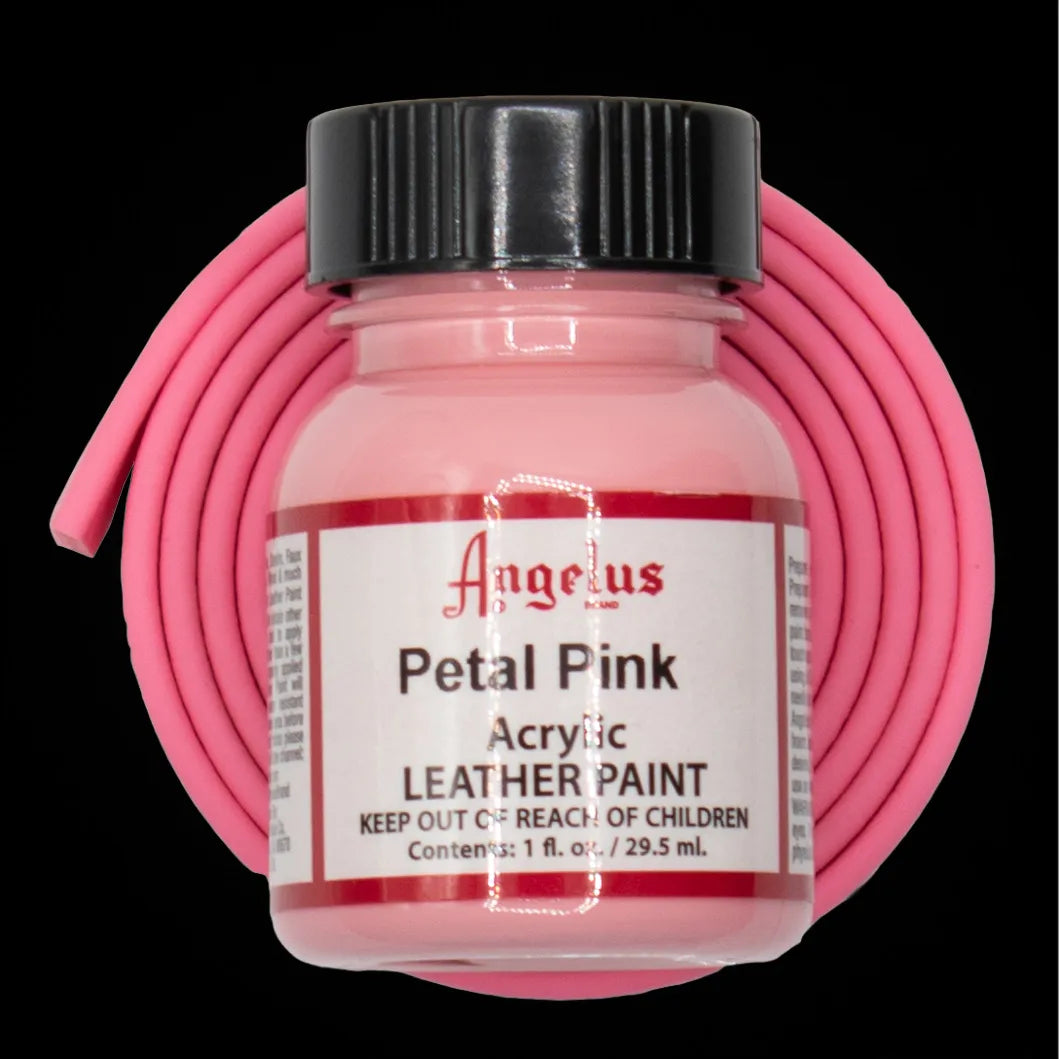 Angelus Petal Pink Acryl Lederfarbe mit rosa BioThane Band