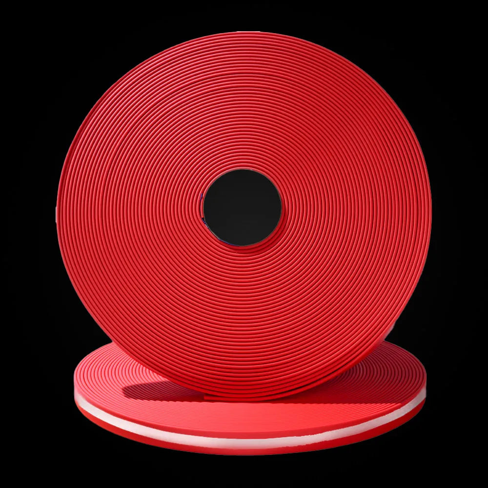 Rotes BioThane Reflexband auf Rolle mit reflektierendem Mittelstreifen (RD522, hohe Sichtbarkeit, robuste Oberfläche)