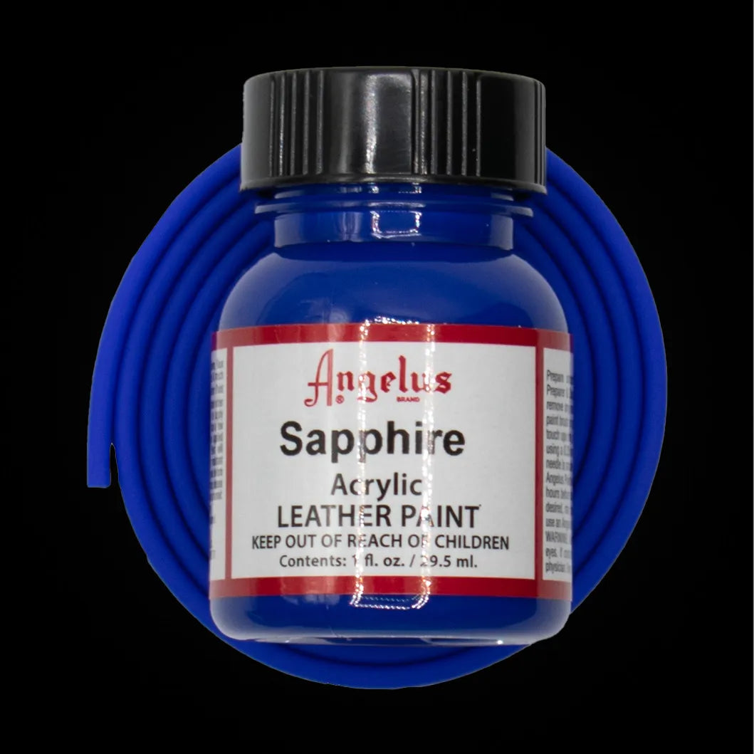 Angelus Sapphire Acryl Lederfarbe mit blauem BioThane Band