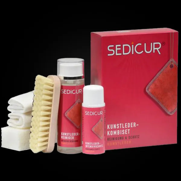 Sedicur Kunstleder-Reinigungsset mit Bürste, Schwamm und Tuch